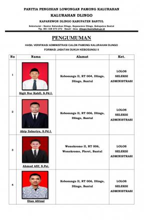 PEMBEKALAN CALON DUKUH KEBOSUNGU II DLINGO